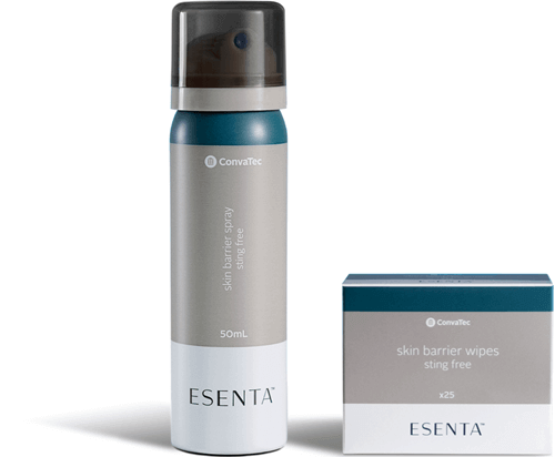 ESENTA™ Sting-Free Skin Barrier Spray 50 ml and Wipes x25 - Part of your breathable skin protection for up to 72 hours.